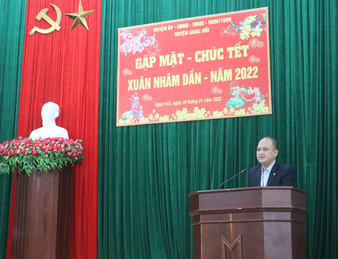 Lãnh đạo huyện gặp mặt cán bộ, công chức, viên chức và chiến sỹ nhân dịp Tết Nguyên đán Nhâm Dần 2022